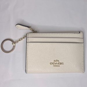 Coach Small White Leather Coin Purse Wallet